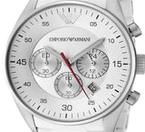 Emporio Armani Sport Chronograph White Dial White Silicone Strap Watch For Men - AR5859 Authentic Buy Shop Now