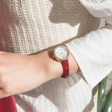 Emporio Armani Rosa Two Hand White Dial Red Leather Strap Watch For Women - AR11357 Authentic Buy Shop Now