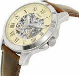 Fossil Grant Automatic Beige Skeleton Dial Brown Leather Strap Watch for Men - ME3099 Authentic Buy Shop Now