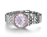 Tissot T Classic Carson Premium Lady Mother of Pearl Pink Dial Silver Steel Strap Watch For Women - T122.210.11.159.00 Authentic Buy Shop Now