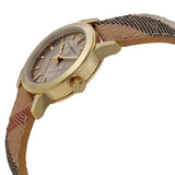 Burberry The City Gold Dial Haymarket Brown Leather Strap Watch for Women - BU9219 Authentic Buy Shop Now