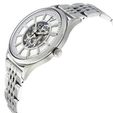 Emporio Armani Meccanico Skeleton Silver Dial Silver Steel Strap Watch For Men - AR1945 Authentic Buy Shop Now