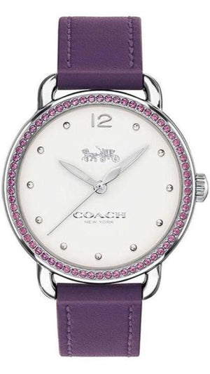 Coach Delancey White Dial Purple Leather Strap Watch for Women - 14502886 Authentic Buy Shop Now