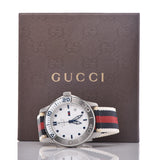 Gucci G Timeless Quartz White Dial Two Tone Nylon Strap Watch for Men - YA126239 Authentic Buy Shop Now