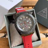 Guess Legacy Black Dial Red Silicone Strap Watch for Men - W1049G6 Authentic Buy Shop Now