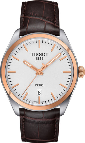 Tissot T Classic PR 100 Quartz White Dial Brown Leather Strap Watch for Men - T101.410.26.031.00 Authentic Buy Shop Now