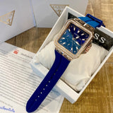 Guess Libra Crystals Blue Dial Blue Silicone Strap Watch For Women - GW0618L2 Authentic Buy Shop Now