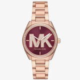 Michael Kors Janelle Quartz Maroon Dial Rose Gold Steel Strap Watch For Women - MK7382 Authentic Buy Shop Now