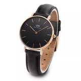 Daniel Wellington Classic Sheffield Black Dial Black Leather Strap Watch For Women - DW00100139 Authentic Buy Shop Now