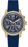 Guess Sunrise Blue Dial with Diamonds Blue Rubber Strap Watch For Women - W0616L2 Authentic Buy Shop Now