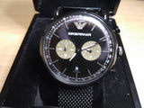 Emporio Armani Aviator Black Dial Black Mesh Bracelet Watch For Men - AR11142 Authentic Buy Shop Now