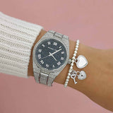 Michael Kors Channing Diamonds Black Dial Silver Steel Strap Watch for Women - MK6089 Authentic Buy Shop Now