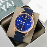 Fossil The Commuter Blue Dial Blue Leather Strap Watch for Men - FS5274 Authentic Buy Shop Now