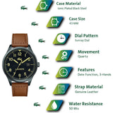 Lacoste Continental Black Dial Brown Leather Strap Watch for Men - 2011021 Authentic Buy Shop Now
