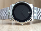 Movado Museum Classic Black Dial Silver Steel Strap Watch For Men - 606504 Authentic Buy Shop Now
