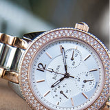 Bulova Crystal Collection Silver Dial Two Tone Steel Strap Watch for Women - 98N100 Authentic Buy Shop Now