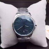 Gucci G Timeless Blue Dial Silver Steel Strap Watch For Men - YA126316 Authentic Buy Shop Now