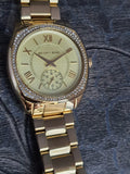 Michael Kors Byrn Quartz Gold Dial Gold Steel Strap Watch For Women - MK6134 Authentic Buy Shop Now