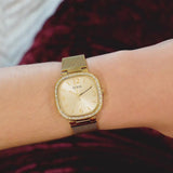 Guess Tapestry Diamonds Gold Dial Gold Mesh Bracelet Watch for Women - GW0354L2 Authentic Buy Shop Now