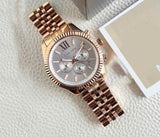 Michael Kors Lexington Chronograph White Dial Rose Gold Steel Strap Watch For Women - MK8313 Authentic Buy Shop Now