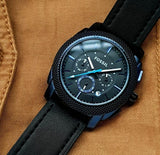 Fossil Machine Chronograph Black Dial Black Leather Strap Watch for Men - FS5361 Authentic Buy Shop Now