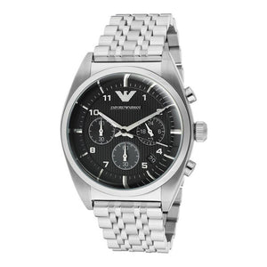 Emporio Armani Franco Black Dial Silver Steel Strap Watch For Men - AR0373 Authentic Buy Shop Now