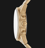Michael Kors Ritz Three-Hand Glitz Crystals Gold Dial Gold Steel Strap Watch for Women - MK6747 Authentic Buy Shop Now