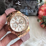Guess Limelight Quartz Analog White Dial Pink Leather Strap Watch For Women - W0775l3 Authentic Buy Shop Now