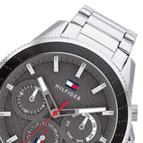 Tommy Hilfiger Aiden Chronograph Grey Dial Silver Steel Strap Watch For Men - 1791857 Authentic Buy Shop Now