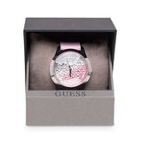 Guess Crush Crystals Silver Dial Pink Rubber Strap Watch for Women - W1223L1 Authentic Buy Shop Now