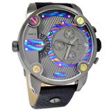 Diesel Badass Chronograph Anthracite Dial Black Leather Strap Watch For Men - DZ7270 Authentic Buy Shop Now