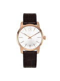 Calvin Klein City White & Gold Dial Brown Leather Strap Watch For Women - K2G23620 Authentic Buy Shop Now