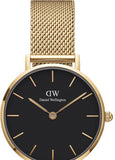 Daniel Wellington Classic Petite Evergold Black Dial Gold Mesh Bracelet Watch For Women - DW00100349 Authentic Buy Shop Now
