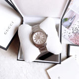 Gucci G Timeless GG2570 Silver Dial Silver Steel Strap Watch For Men - YA142402 Authentic Buy Shop Now