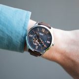 Fossil Townsman Automatic Black Dial Brown Leather Strap Watch for Men - ME3061 Authentic Buy Shop Now