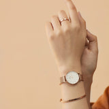 Daniel Wellington Classic Petite Melrose White Dial Rose Gold Mesh Bracelet Watch For Women - DW00100163 Authentic Buy Shop Now