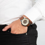 Fossil Grant Automatic White Dial Brown Leather Strap Watch for Men - ME3052 Authentic Buy Shop Now