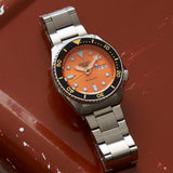 Seiko 5 Sports Automatic Orange Dial Silver Steel Strap Watch For Men - SRPD59K1 Authentic Buy Shop Now