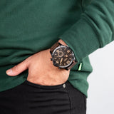 Fossil Nate Chronograph Brown Dial Brown Leather Strap Watch for Men - JR1487 Authentic Buy Shop Now