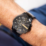 Armani Exchange Hampton Chronograph Black Dial Black Steel Strap Watch For Men - AX2164 Authentic Buy Shop Now