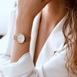 Daniel Wellington Classic Petite White Dial Rose Gold Mesh Bracelet Watch For Women - DW00100219 Authentic Buy Shop Now