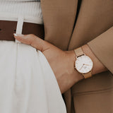 Daniel Wellington Classic Petite White Dial Rose Gold Mesh Bracelet Watch For Women - DW00100219 Authentic Buy Shop Now
