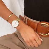 Daniel Wellington Classic Petite Evergold White Dial Gold Mesh Bracelet Watch For Women - DW00100346 Authentic Buy Shop Now