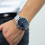 Tommy Hilfiger Kane Quartz Blue Dial Silver Mesh Bracelet Watch for Men - 1791398 Authentic Buy Shop Now