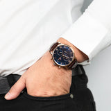 Tommy Hilfiger Kane Chronograph Blue Dial Brown Leather Strap Watch for Men - 1791399 Authentic Buy Shop Now