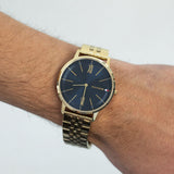 Tommy Hilfiger Daniel Chronograph Blue Dial Gold Steel Strap Watch for Men - 1710384 Authentic Buy Shop Now