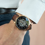 Fossil Neutra Automatic Skeleton Black Dial Brown Leather Strap Watch for Men - ME3195 Authentic Buy Shop Now
