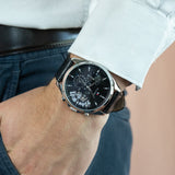 Tommy Hilfiger Baker Chronograph Black Dial Black Leather Strap Watch For Men - 1710449 Authentic Buy Shop Now