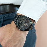 Tommy Hilfiger Baker Chronograph Black Dial Black Leather Strap Watch For Men - 1710452 Authentic Buy Shop Now