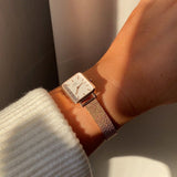 Daniel Wellington Quadro Melrose White Dial Gold Mesh Strap Watch For Women - DW00100431 Authentic Buy Shop Now